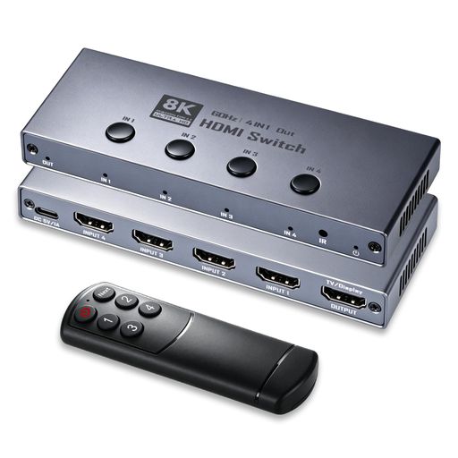 Anber-Tech HDMI 2.1 切り替え器 4入力1出力 8K@60Hz/4K@240Hz/1080P@480Hz HDMI ...