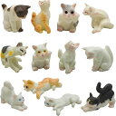 12個動物ミニフィギュア樹脂猫置物小さい猫雑貨猫彫像癒し猫グッズデスク置物かわいい猫動物風景庭の装飾面白い装飾彫刻像フィギュア飾り物小さな彫像ミニチュア装飾品工...
