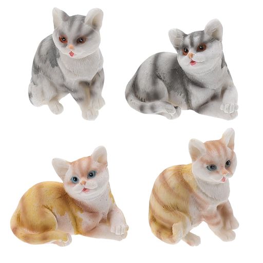 LEDMOMO動物フィギュア猫ミニチュア置物かわいい猫モデルミニトイフィギュア子猫玩具セットネコちゃんグッズ卓上インテリア事務所誕生日パーティープレゼント4個