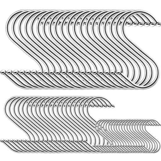 シュウ氏テクS字フック大中小Sじフックステンレス60枚パックフック汎用フック防錆キッチン浴室トイレ銀色