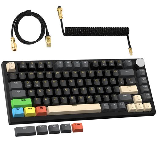 MAMBASNAKExATTACKSHARKK85ラピッドトリガーキーボード有線75%RGBマグネットゲーミングキーボード+コイルケーブル+PBTキーキャップ磁気メカニカルゲーミングキーボードストローク調整可能TKL