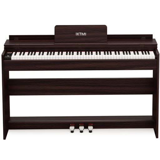 【ハンマーアクション鍵盤】電子ピアノハンマーアクション88鍵盤、低音域では重めのタッチを、高音域では軽めのタッチを提示することができ、クラシック・ピアノに匹敵する感触の良さを鍵盤に与える。ピアノ試験に適した運指練習。 【優れた音質】ピアノ音源にはフランスの最高級DREAM5704チップを採用し、デジタル処理によりダイナミックでリアルなグランドピアノ音響効果を復元し、音質が総合的に向上し、応答が非常に速く、遅延や音の損失がありません。グランドピアノに近い演奏感と没入感を実現します。高出力スピーカーを使用すると、サウンドがより立体的になり、音質がさらに優れます。 【ペダル】電子ピアノの金属製3連ペダルは、従来のピアノと同じ仕様で、より表現力豊かな演奏が可能。ペダルのソケットはピアノ本体の底にあることにご注意ください。 【多機能電子ピアノ】128種類の音色、100のリズム、88のデモソング、録音、デュアルキーボード、移調、メトロノーム、サステイン、コードなどの機能を内蔵し、さまざまな音楽スタイルを探索できます。初心者向けにさまざまな機能を提供している。