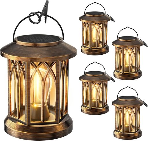 Letmyソーラーランタンソーラーライト屋外防水ガーデンライトおしゃれledランタンLED電球色夜明け自動オン/オフ庭、花壇、パティオ、玄関、ベランダ、駐車場、歩道などに適用屋外照明ガ…