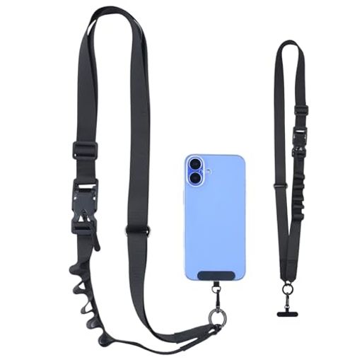 [UTEBIT] スマホストラップ 兼用 耐荷重3kg カメラストラップ 2WAY 首掛け/肩掛け/斜め掛け 対応 長さ調節自由 ナイロン製 スマホショルダー 落下防止 散歩/通勤/旅行に 2個のカラビナ+2個のス…