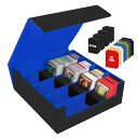 HIMOMO デッキケース 3200枚以上収納 大容量 4列、マグネットローダー トレカケース用 ケース PU レザー 縦型ゲームカードボックス、10つの仕切り付きトレカケース デッキケース カード PUレザー ストレージボックス カードケース(3)