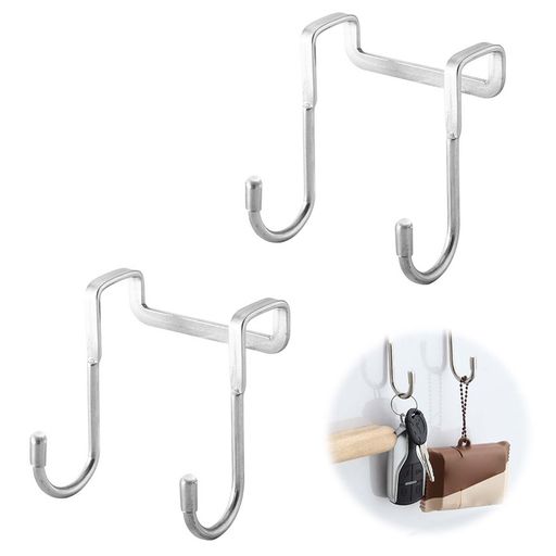 PAVIKEドアフック【2個入り】バックドアフックドア掛けフックゴミ袋ハンガーS字ドアフック吊り下げ取り付け簡単、省スペース、バスルーム、リビングルーム、キッチンに適しており、衣…(3)
