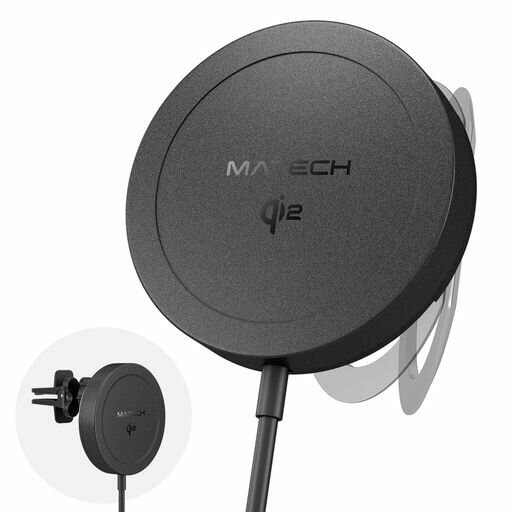 MATECHQI2マグセーフ充電器スタンド車載3つの機能【MAGSAFE対応マグネット式/最大出力15Wワイヤレス15W/IPHONE12~16対応】(MAGON3IN1WIRELESSCHARGER(PAD)ブラック)