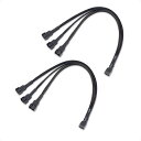 CABLE MATTERS PWMファン用延長ケーブル 2本セット 30CM 4ピン 3分岐ケーブル FAN用分岐ケーブル(2)