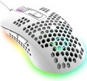 MAMBASNAKE383超軽量有線ゲーミング/オフィス用マウス、軽量ハニカムケース、4RGBバックライト、2400DPI調整可能、Win10/XP/Mac/Air/HP/Acer対応USB光学式コンピューターマウス日本語説明書(white)