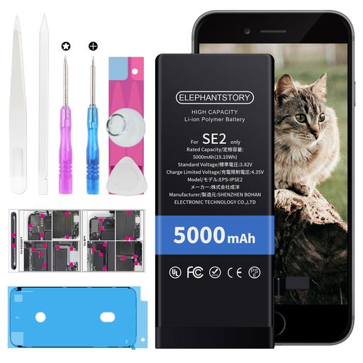 ForiphoneSE2バッテリー交換5000mAh大容量iPhoneSE2020バッテリー交換用キット標準工具セット付説明書付き-PSE認証