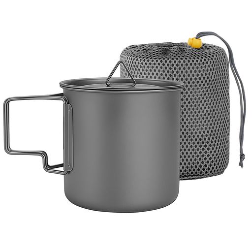 kasanidikaチタンマグカップ【容量380ml】シェラカップマグカップキャンプアウトドアマグカップチタン製真空断熱折りたたみハンドルメッシュ収納袋蓋付き耐高温軽量頑丈直火対応アウトド…