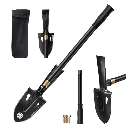 SUNPOW折りたたみ式ガーデニングスコップ園芸用ステンレス製軽量頑丈多機能移植ごてハンドスコップキャ..