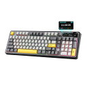 MIKIBYAK980メカニカルキーボードスマートディスプレイ&ノブ付き98%レイアウトワイヤレスゲーミングキーボード三つモードBT/2.4G/USB-C対応ホットスワップPBTキーキャップRGBバックライトWI…