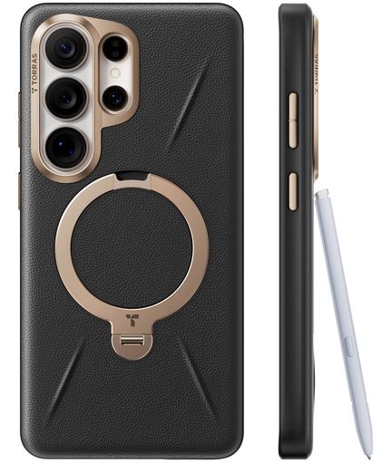 TORRAS Samsung Galaxy S26 Ultra 用 ケース【新感覚レザー・スキンタッチ】Ostand Q3 レザートーン MagSafe対応 リング スタンド 360°定点回転 縦横両対応 マグネット搭載 革 米軍規格 耐衝撃 指紋防止