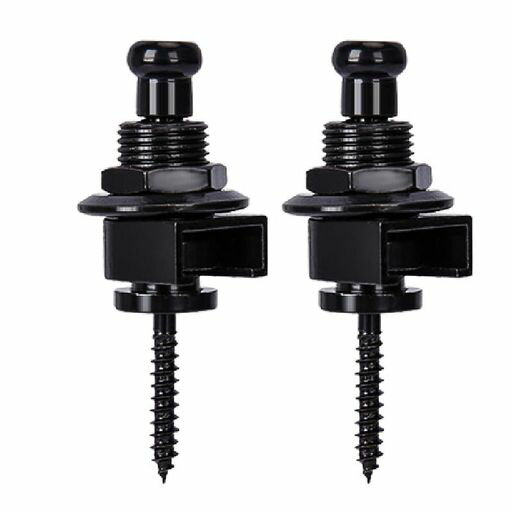 ギターストラップロックピンロック式ストラップピンロックピンエレキギタ—用滑り止め落下防止金属製取り付け簡単楽器エレキギターギターブラック/ゴルドー/シルバー2個セット(ブラ…