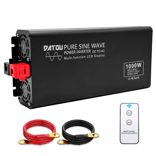 DATOUBOSS 純正弦波 インバーター カーインバーター 1000W リモコン付き 36V(直流)を100V/110V(交流)に変換 瞬間2000W 50HZ/60HZ LCD液晶ディスプレイ 太陽光発電 防災用品 (1000W 36V)