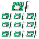 YOUMILE 10 PCS TYPE-C USB TODIPアダプター2.54MM12ピンメスコネクターPCBコンバーターボード(DIY用)(2)