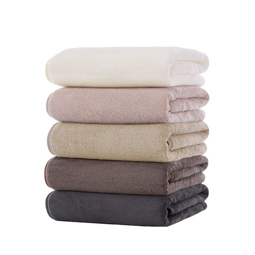 バスタオルマイクロファイバー大判約60X120cm5枚セットふわふわ瞬間吸水速乾抗菌防臭耐久性ホテル仕様タオル(60X120cmベージュ+ブラウン+ホワイト+ピンク+ダークグレー)