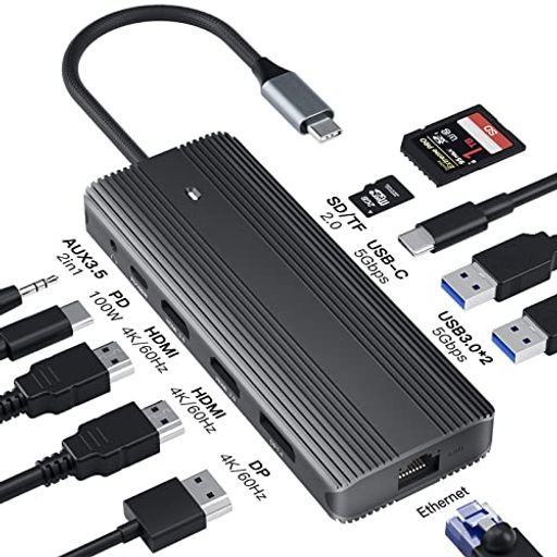 AOOCOO 11-IN-1 USB C hbLOXe[VgvfBXvCUSB TYPE C nuHDMI hbLOXe[V ϊA_v^2(fA)4K HDMIyUSB-C PD 10GBPS f[^ nu/fA 4K