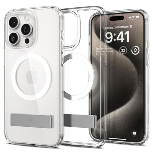 SPIGEN IPHONE 15 PRO MAX ケース クリア MAGSAFE対応 スタンド付き ウルトラ・ハイブリッドS・マグフィット ACS06583 (クリスタル・クリア)