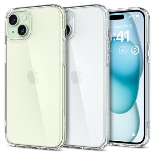 SPIGEN IPHONE 15 ケース クリア 耐衝撃 米軍MIL規格取得 ストラップホール 黄変抑制 透明 TPU バンパーケース 2重構造 レンズ保護 擦り傷防止 ワイヤレス充電対応 ウルトラ・ハイブリッド ACS06793 (クリスタル・クリア)