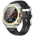 MIOHHRステンレススチールケースカバー付きシリコンストラップ互換性SAMSUNGGALAXYWATCHULTRA47MMバンド保護ケース男性用(銀と金)(2)