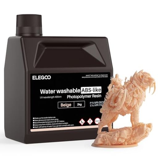 ELEGOO 水洗い可能なABSライク3D プリンターレジン ベージュ 高い耐久性と強靭性 低臭 405nm 光硬化可能樹脂 MSLA/LCD/DLP 3Dプリンター向け 2000g