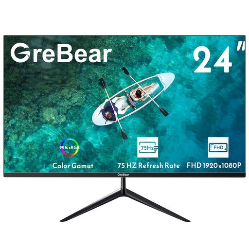 GREBEAR 24インチ モニター コンピューター ディスプレイ 75HZ FHD IPSパネルスクリーン 1080P PCモニター 5MS(GTG)応答時間 99% SRGB 低ブルーライト 反射防止LEDデスクトップディスプレイ GREBEAR 24インチ モニター コンピューター ディスプレイ 75HZ FHD IPSパネルスクリーン 1080P PCモニター 5MS(GTG)応答時間 99% SRGB 低ブルーライト 反射防止LEDデスクトップディスプレイ