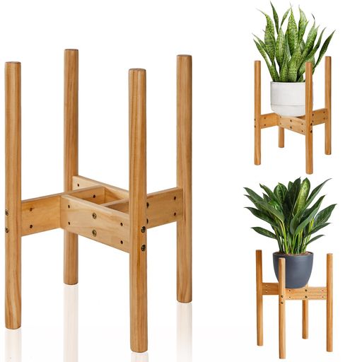 良木久印観葉植物スタンド観葉植物台フラワースタンド木製花台プランタースタンド植木鉢台幅23.5-32cm..