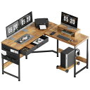 YETOM デスク 机 L字デスク机 PCデスク 作業机 125CM X 125CM オフィスデスク ゲーミングデスク パソコンデスク 収納袋付き勉強机 COMPUTER DESK コーナーデスク 引き出し付きデスク ビンテージ(3)