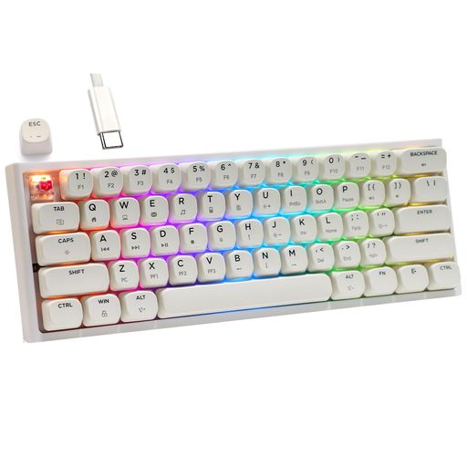 ゲーミングキーボード メカニカル式 赤軸を採用 61キー TYPE-C USB有線接続 RGB発光 LEDバックライト付き WINDOWS/MAC OS対応 ゲーム用キーボード オフィスにも適合(赤軸) ゲーミングキーボード メカニカル式 赤軸を採用 61キー TYPE-C USB有線接続 RGB発光 LEDバックライト付き WINDOWS/MAC OS対応 ゲーム用キーボード オフィスにも適合(赤軸)