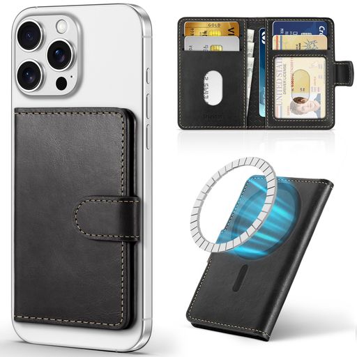 SHIELDONスマホカードケース本革レザー6枚カード収納磁力吸着[RFIDブロッキング]磁力ケースとiPhone16/16Plus/16Pro/16ProMax/iPhone15/15Plus/15Pro/15Pro