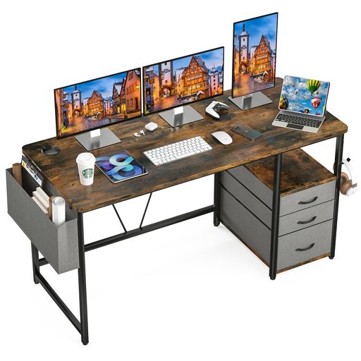 SUNON デスク パソコンデスク ラック付きPCデスク 幅140CM×奥行60CM 机 引き出し付き 勉強机 ドリンクホルダー デスク 在宅ワーク 作業机 テレワーク ブラウン SUNON デスク パソコンデスク ラック付きPCデスク 幅140CM×奥行60CM 机 引き出し付き 勉強机 ドリンクホルダー デスク 在宅ワーク 作業机 テレワーク ブラウン