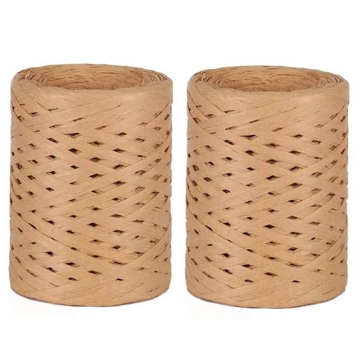 koundenekoペーパーヤーン2巻セット並太ラフィアロープDIY手作り用クラフト紐リサイクル可能ナチュラルひもソフトタッチ使いやすい夏向けサンハットバッグスリッパ用かぎ針編み手芸糸幅3…