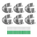 KOUNDENEKOフランジソケットU字型金具6個セットロッド径32MM対応ステンレス製パイプ固定金具クローゼットロッドサポート/ブラケットサポート/レールサポ...