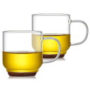 ポカロティー耐熱ガラスティーカップ140ml2個セット木製底付きミニコップ取っ手付きシンプルデザインおしゃれガラスマグ紅茶緑茶ハーブティー用ギフト用和風茶器セット