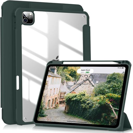BQDIYOO IPAD PRO 11インチ ケース 第4世代/IPAD PRO 第3世代/IPAD PRO 第2世代(2022/2021/2020)用 ソフトシリコン保護ケース PENCIL充電機能付き ウェイク/オートスリープ機能 スマートケース