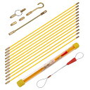 【LCYOUTH】通線ワイヤー呼線工具入線専用ワイヤー通線収納ケース付配線入線工事用ロッド通線工具ケーブル牽引具セット45cmx12本(5.4M)