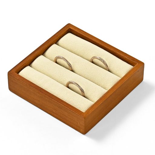 Oirlv指輪トレイ木製小さいピアスリング収納ディスプレイ高級おしゃれ適格請求書に対応正方形SM23901(ベージュ)