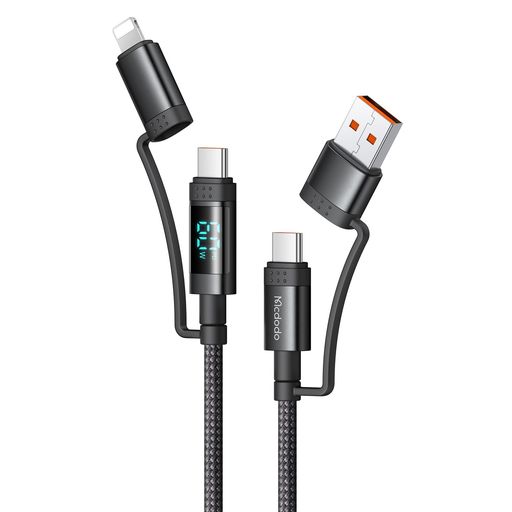 MCDODO 4IN1 充電ケーブル 出力スクリーン表示 60W PD急速充電(USB-C TO USB-C) IPHONE 充電ケーブル TYPE-C TO ライトニングケーブル 高速データ転送 タイプCケーブル マルチ充電ケーブル MACBOOK