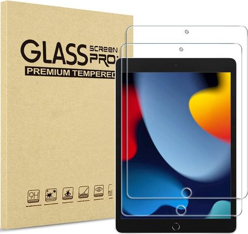 PROCASE IPAD 9世代 フィルム 10.2インチ 8世代・7世代適用 全面吸着タイプ 硬度9H クリア強化ガラス 貼る工具付き (2枚)