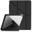 LSMMPOBA IPAD 第9 / 8 / 7世代 ケース 10.2 インチ アイパッド 9世代 透明バックカバー ペン収納 Yつ折りスマート スリープ機能 軽量 薄型 TPU裏全透明 ブラック
