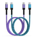 ANNIBER USB TYPE C ケーブル IPHONE16 60W急速充電【0.9M+1.8M/2本セット】 PD対応 携帯充電ケーブル USB-C & USB-C ケーブル ナイロン編み 充電コード タイプC データ転送 充電器ケーブル(2)