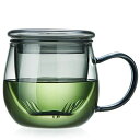 ポカロティー耐熱ガラスマグカップ500mlガラス茶こし&蓋付き墨色おしゃれティーカップ保温対応電子レンジOK食器洗浄機可ギフトプレゼント用
