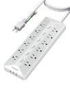 電源タップ スイッチ付き 延長コード 3M USB コンセント TESSAN 12個AC口 3個USBポート テーブルタップ 壁掛け マルチタップ OAタップ 幅広コンセント 蛸足コンセント タコ足配線 節電タップ 3ピン 省エネ 雷ガード 2ピン(2)