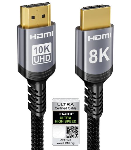 Sniokco10K8KHDMI2.1ケーブル5M、認証済み48Gbps超高速HDMI®ケーブル、0.01ms、4K240Hz/165Hz/120Hz、8K60Hz、eARC、Netflix、HDCP2.3/