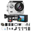 AKASO アクションカメラ EK7000 4K30FPS 20MP 水中カメラ WIFI搭載 外部マイク対応 30M防水 HDMI出力 170度広角レンズ リモコン付き 1050MAHバッテリー2個付き アクションカム ウェアラブルカメラ(2)
