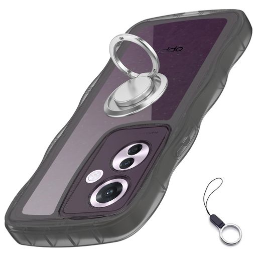 OPPOReno11A用ケースリングスタンド付きOPPOネノ11Aウェーブマグセフ可愛いソフトTPUレンズ保護角保護強化衝撃吸収超軽量極薄スタンド機能車載ホルダー対応滑り止めかわいいうねうね韓国人気