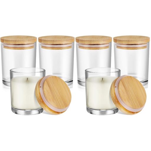 Lurrose蓋付きガラスキャンドルジャー6個セット透明ガラス製キャンドル作り用耐熱キャンドル容器自宅装飾用