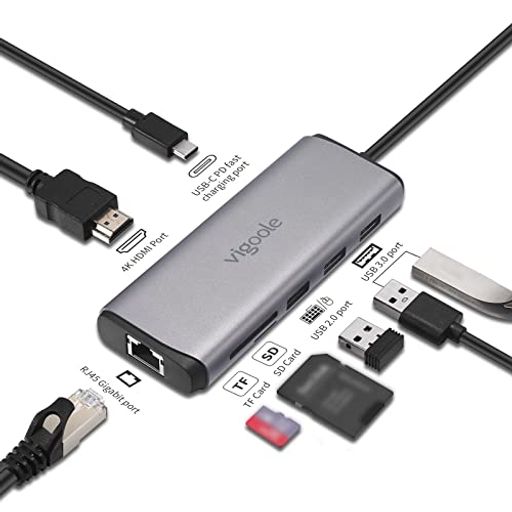 VIGOOLE USB C nu 8-IN-1 LAN nu USB TYPE C hbLOnu USB3.0X2 f[^`/100W PD }[d/4K HDMIo/ SD/MICRO SD/TF J[h[_[/LAN